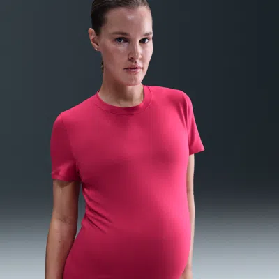 Nike Women's (m) One Dri-fit Slim-fit Short-sleeve Top (maternity) In Pink