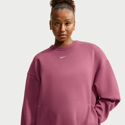 Nike Women's (m) Studio Fleece Sport Dri-fit Oversized Crew-neck Sweatshirt (maternity) In Pink