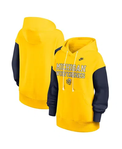 Nike Women's Maize/navy Michigan Wolverines Oversized Legacy Phoenix Pullover Hoodie In Yellow