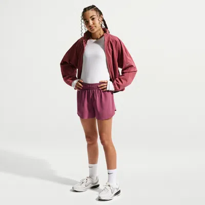 Nike Kids' Women's Mavn Girls' Dri-fit 3" Mid-rise Repel Running Shorts In Burgundy