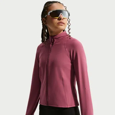 Nike Kids' Women's Mavn Girls' Dri-fit Fitted Full-zip Long-sleeve Top In Burgundy