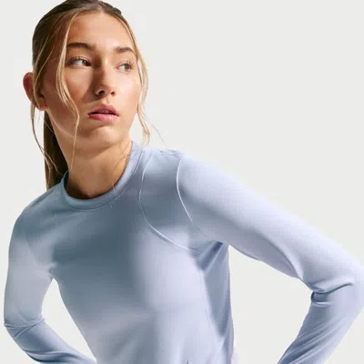 Nike Kids' Women's Mavn Girls' Dri-fit Ribbed Long-sleeve Top In Blue