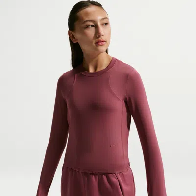 Nike Kids' Women's Mavn Girls' Dri-fit Ribbed Long-sleeve Top In Red