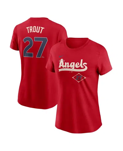 Nike Women's Mike Trout Red Los Angeles Angels 2024 City Connect Fuse Player Name Number T-shirt