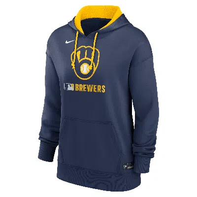 Nike Women's Milwaukee Brewers Authentic Collection  Therma Mlb Pullover Hoodie In Blue