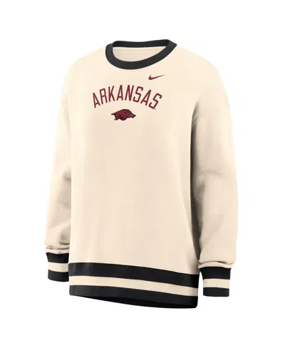 Nike Women's Natural Arkansas Razorbacks Oversized Phoenix Fleece Sweatshirt