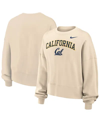 Nike Women's Natural Cal Bears Phoenix Fleece Oversized Cropped Sweatshirt In Multi