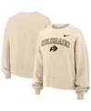 Nike Women's Natural Colorado Buffaloes Phoenix Fleece Oversized Cropped Sweatshirt In Multi