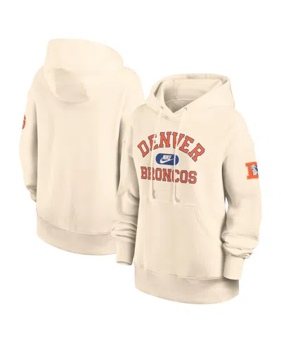 Nike Women's Natural Denver Broncos Oversized Legacy Phoenix Hoodie In Neutral