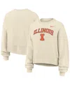 Nike Women's Natural Illinois Fighting Illini Phoenix Fleece Oversized Cropped Sweatshirt In White