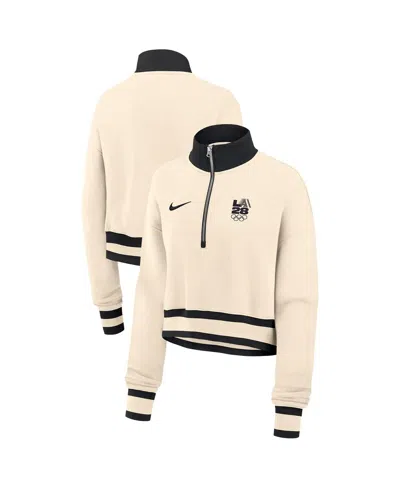 Nike Women's Natural La28 Summer Olympics Phoenix Oversizedâ Fleece Half-zip Croppedâ Sweatshirt In Neutral