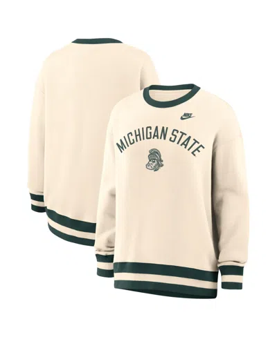 Nike Women's Natural Michigan State Spartans Oversized Legacy Arch Phoenix Sweatshirt In Neutral