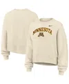 Nike Women's Natural Minnesota Golden Gophers Phoenix Fleece Oversized Cropped Sweatshirt In White