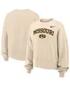 Nike Women's Natural Missouri Tigers Phoenix Fleece Oversized Cropped Sweatshirt In White