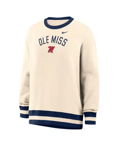 Nike Women's Natural Ole Miss Rebels Oversized Phoenix Fleece Sweatshirt