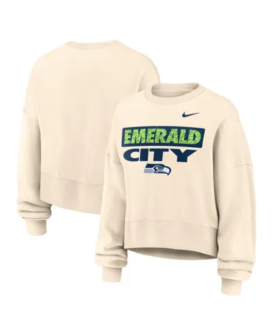 Nike Women's Natural Seattle Seahawks Deep Threat Phoenix Sweatshirt In Neutral