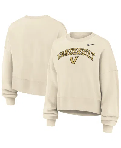 Nike Women's Natural Vanderbilt Commodores Phoenix Fleece Oversized Cropped Sweatshirt In Neutral