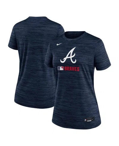 Nike Women's Navy Atlanta Braves Authentic Collection Velocity Performance T-shirt