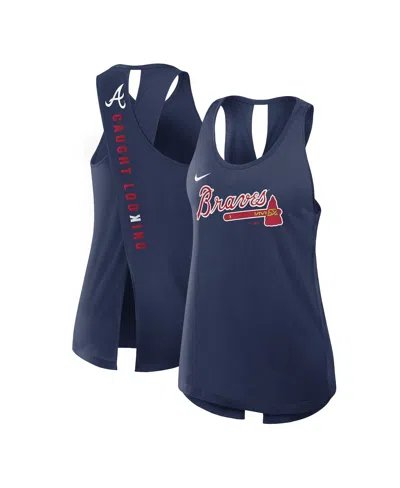 Nike Women's Navy Atlanta Braves Crisscross Performance Tank Top