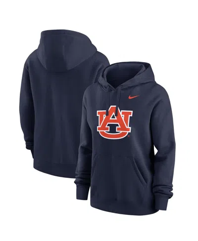 Nike Women's Navy Auburn Tigers Wordmark Club Fleece Pullover Hoodie In Blue