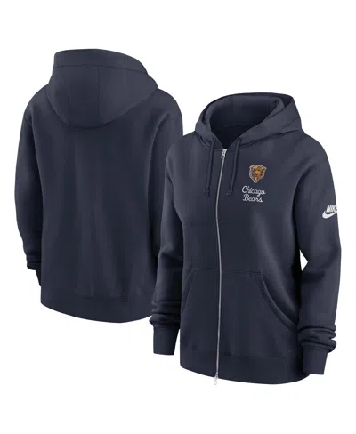 Nike Women's Navy Chicago Bears Phoenix Rewind Full-zip Hoodie In Blue