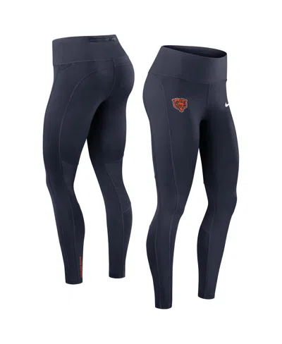 Nike Women's Navy Chicago Bears Primetime Epic Fast Performance Leggings In Blue