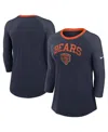 Nike Women's Navy Chicago Bears Raglan 3/4 Sleeve T-shirt In Navy