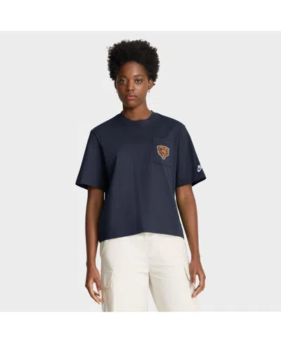 Nike Navy Chicago Bears Rewind Pocket Boxy T-shirt In Blue