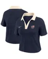 Nike Women's Navy Cropped V-neck Polo Shirt In Blue