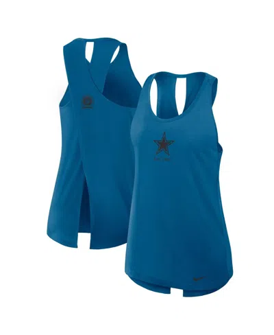 Nike Women's Navy Dallas Cowboys Glory Crisscross Performance Tank Top In Blue