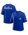 Nike Women's Navy Dallas Cowboys Rewind Pocket Boxy T-shirt In Blue
