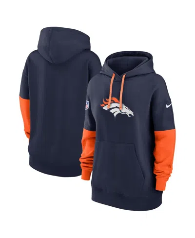 Nike Navy Denver Broncos 2024 Sideline Essential Fleece Pullover Hoodie