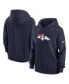Nike Navy Denver Broncos Club Fleece Pullover Hoodie In Blue
