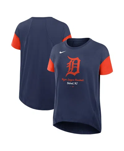 Nike Women's Navy Detroit Tigers Flowy T-shirt In Navy,orange