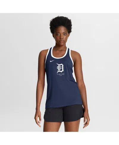 Nike Women's Navy Detroit Tigers Tri-blend Dri-fit Racerback Tank Top In Blue