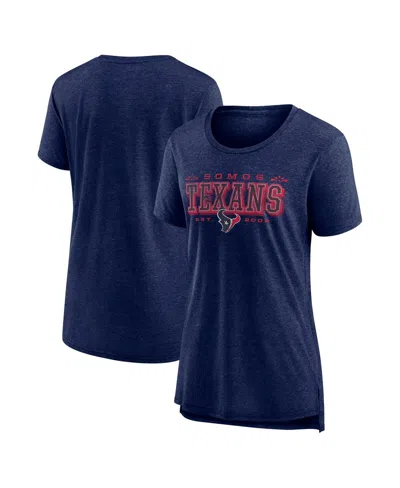 Nike Women's Navy Houston Texans Vintage Graphic Tri-blend Scoop Neck T-shirt In Blue