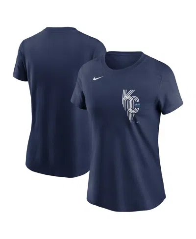 Nike Women's Navy Kansas City Royals City Connect Wordmark T-shirt In Blue