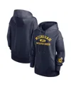 Nike Women's Navy Michigan Wolverines Oversized Legacy Phoenix Foundational Stack Pullover Hoodie In Navy