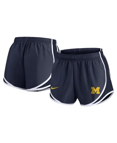 Nike Women's Navy Michigan Wolverines Primetime Tempo Performance Shorts In Navy,white