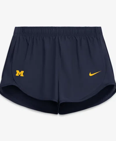 Nike Women's Navy Michigan Wolverines Tempo Mid-rise Dri-fit Shorts In Blue