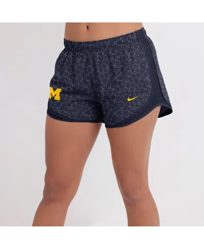 Nike Women's Navy Michigan Wolverines Tempo Pattern Dri-fit Shorts In Blue