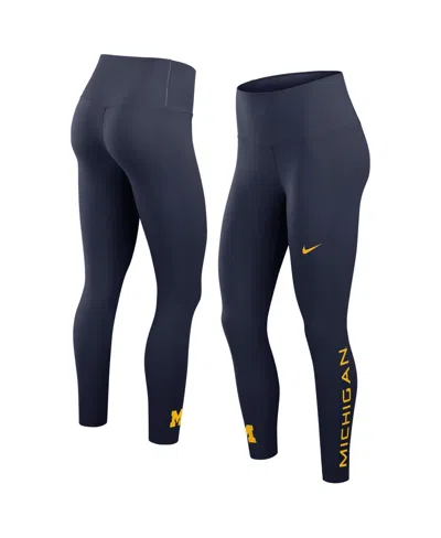 Nike Women's Navy Michigan Wolverines Zenvy High Dri-fit 7/8 Leggings