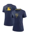 Nike Women's Navy Milwaukee Brewers Authentic Collection Early Work Tri-blend T-shirt In Navy