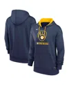 Nike Women's Milwaukee Brewers Authentic Collection  Therma Mlb Pullover Hoodie In Navy
