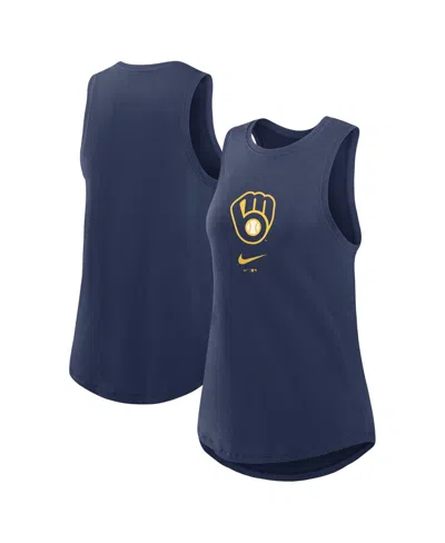 Nike Women's Navy Milwaukee Brewers Legacy Icon High Neck Fashion Tank Top