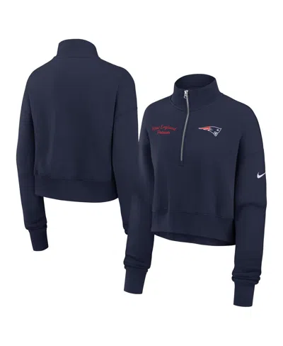 Nike Women's Navy New England Patriots Primetime Phoenix Half-zip Sweatshirt In Blue