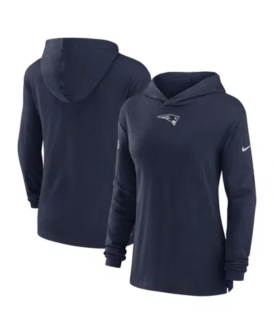 Nike Women's Navy New England Patriots Sideline Performance Long Sleeve Hoodie T-shirt