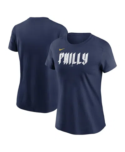 Nike Women's Navy Philadelphia Phillies 2024 City Connect Wordmark T-shirt