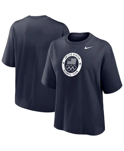 Nike Women's Navy Team Usa Boxy T-shirt In Multi
