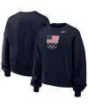 Nike Women's Navy Team Usa Oversized Phoenix Pullover Sweatshirt In Blue